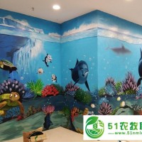 水族馆海洋世界海洋馆彩绘墙绘墙面绘画 尺寸定制图案定制 装饰空间