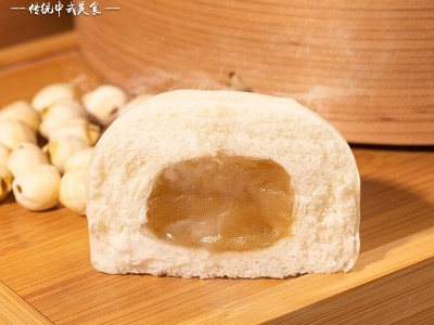 广式莲蓉包 500克/包12个粤式早茶速冻莲蓉包 早餐冷冻包子批发图2