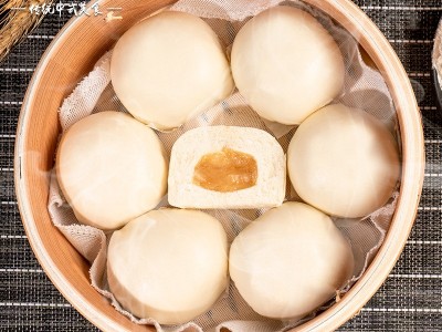 广式莲蓉包 500克/包12个粤式早茶速冻莲蓉包 早餐冷冻包子批发图3