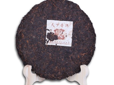 云南特产茶叶普洱茶 2002年天下普洱 大叶种茶熟茶饼茶厂家直营图5
