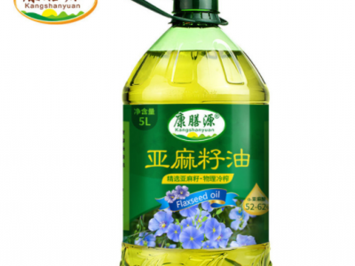 厂家直营 康膳源纯亚麻籽油5升冷榨胡麻油 食用油大桶家用装图1