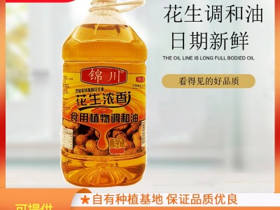 东莞锦川浓香纯正花生油批发 现货商用家用5L食用花生植物调和油图2