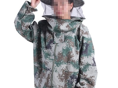 防蜂服半身防蜂蜇 迷彩半身连体衣可拆卸蜂帽图2