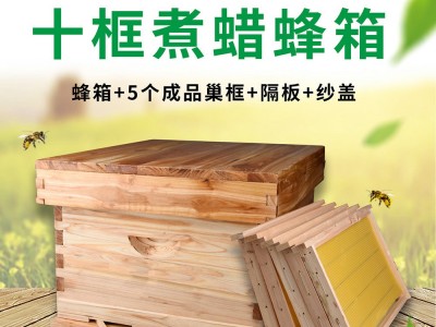 中蜂蜜蜂蜂箱全套养蜂工具专用养蜂箱包邮煮蜡杉木标准十框蜂巢箱图1