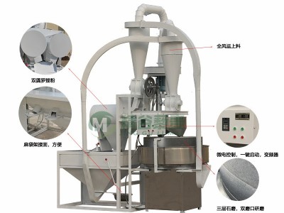 门市部现场加工石磨面粉机 成套玉米石磨磨粉机图2