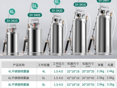 不锈钢喷雾器加厚气压式高压力洒水壶消毒专用喷柴油园艺手动喷壶图5
