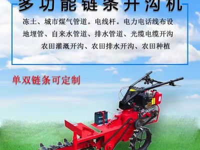 小型链条开沟机挖沟神器链轨式深沟机自来水管道手扶式果园开槽机图2