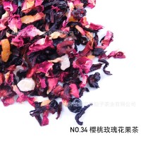 樱桃玫瑰花果茶 进口原料调配 散装批发水果茶果粒茶