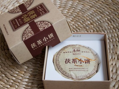 陕西官茶泾阳茯茶金花茯茶砖茶茶饼黑茶藏茶 50g图2