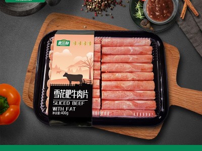 涮烤火锅超市用雪花牛肉卷批发 原切新鲜冷冻牛肉片涮烤火锅食材图2