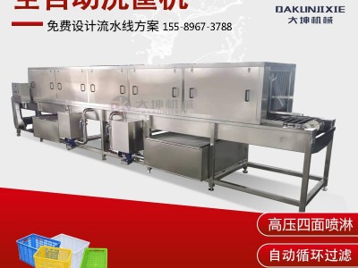 全自动胶筛清洗机 清洗吹干一体洗筐机 热水去油污周转箱清洗机图2