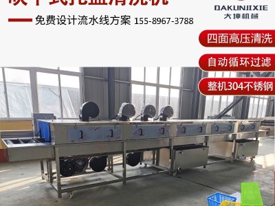 全自动胶筛清洗机 清洗吹干一体洗筐机 热水去油污周转箱清洗机图3