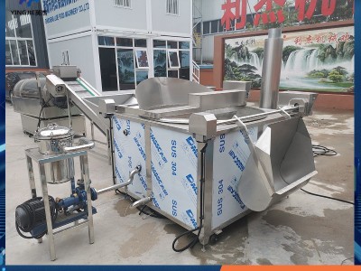 商用虎皮鸡爪油炸机 鸭脖肉制品燃气油炸机器 全自动油炸锅厂家图3