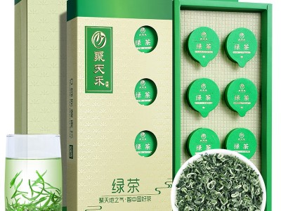明前炒青绿茶碧螺春茶叶礼盒装花果香聚天禾浓香型新绿茶罐装批发图4