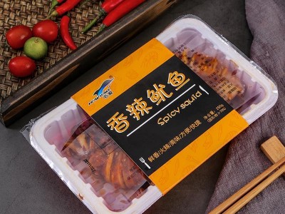 香辣鱿鱼250g/盒 盒装加热即食鲜美香辣铁板鱿鱼3条装 现货批发图5