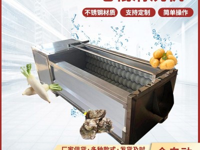根茎类果蔬毛辊清洗机 土豆连续清洗机 毛辊去皮自动出料清洗机图2