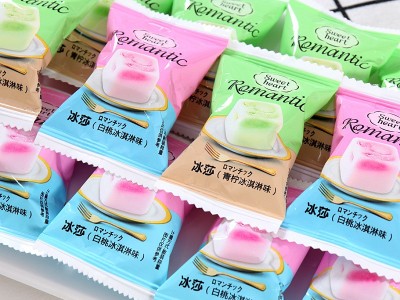 京特冰莎水果味冰激凌软糖500克约36颗喜糖白桃夹心软糖果汁糖果图5