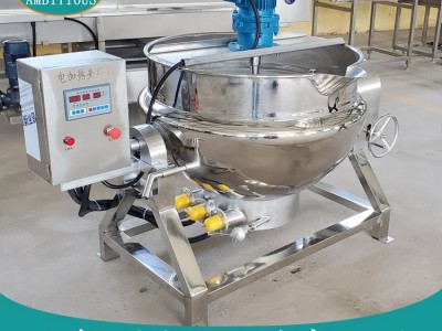 凉粉火锅底料香菇酱炒制机夹层锅厂家 电热搅拌倾斜出料式卤煮机图4
