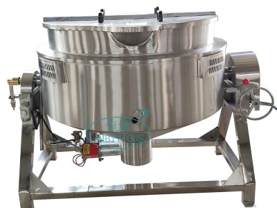 可倾式出料燃气夹层锅 大型不锈钢电加热煮锅食品中央厨房炒菜锅图4