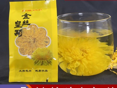 基地菊花茶黄山金丝皇菊黄菊一朵一杯 徽州皇菊花 100朵装贡菊茶图2