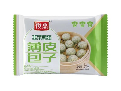 俊杰韭菜鸡蛋包子500g 早餐半成品速冻包子 薄皮水晶小笼包懒人图5