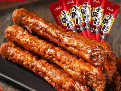 精武手撕烤脖40g厂家批发香辣即食整根卤味肉类休闲零食烤鸡脖子图1