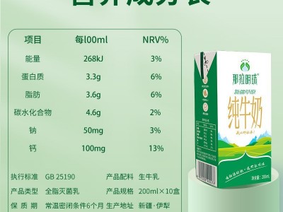 那拉明珠纯牛奶新疆牛奶200ml*20盒全家营养早餐中老年儿童青少年图4