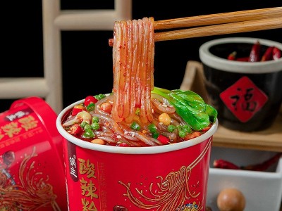 重庆佳仙锅主酸辣粉桶装236g即食方便速食粉丝手工酸辣粉批发整箱图2