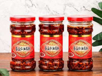 香五仁油辣椒下饭菜拌面拌饭酱香辣凉拌菜280克瓶装调味辣椒酱图3