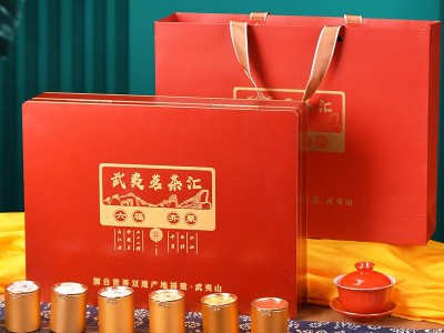 武夷茗茶汇高档茶叶礼盒装乌龙茶红茶六款组合小罐装茶叶批发送礼2盒图3