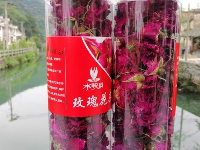 云南玫瑰花茶罐装批发 大朵墨红玫瑰花冠平阴玫花蕾一朵一杯图2