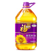 中粮福临门压榨一级葵花籽油5L/桶家用油炸食用油炒菜葵花油