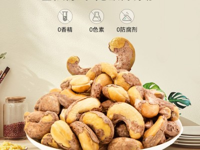 大颗粒紫衣腰果方罐500g装盐焗带皮干果坚果孕妇儿童零食团购批发图3