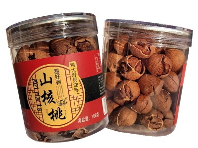 新货 188g五籽香特大籽易好剥奶油山核桃 薄壳罐装 年货坚果图5