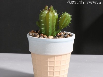 北欧风小可爱装饰冰淇淋多肉花盆现代陶瓷小花盆批发 工艺品摆件图3