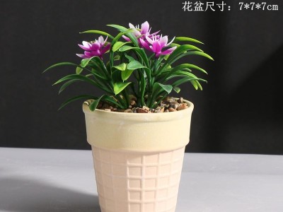 北欧风小可爱装饰冰淇淋多肉花盆现代陶瓷小花盆批发 工艺品摆件图4
