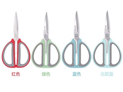 厂家批发阳江不锈钢民用剪刀 橡塑大手柄安心剪 家用剪刀图4