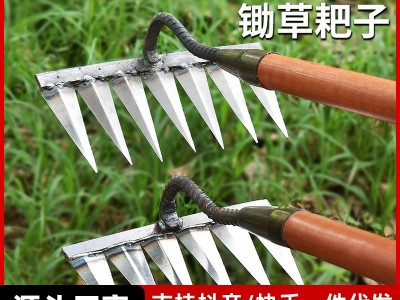 锄头除草耙子农具锄草翻地松土除草神器六齿钉耙钢耙农用工 具大全图3