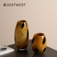 Best west 中古高级感波点玻璃插花花瓶家居软装饰品水培花器批发