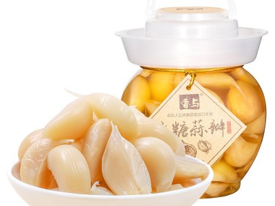 包邮 香与甜蒜糖蒜瓶装480g*12坛 眉山泡大蒜脆口咸菜开味下饭菜图3