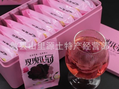 云南墨红玫瑰花茶10朵礼盒装大朵玫瑰花茶重瓣玫瑰花花草茶批发图1
