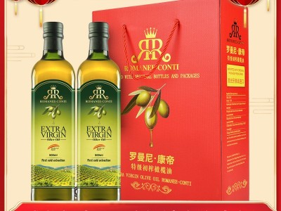 罗曼尼康帝橄榄油批发1L*2红色佳选礼盒1*16盒整箱进口植物油食用图2