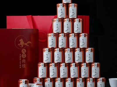福建武夷岩茶乌龙茶马头岩肉桂大红袍实木茶叶礼盒装30罐装茶批发图2
