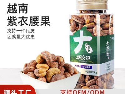 新农哥紫衣腰果大颗粒原味盐焗腰果仁带皮腰果一件代发罐装坚果图3