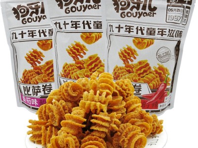 狗牙儿比萨卷零食大包装锅巴休闲小吃食品八爪烧麻辣天津特产图2