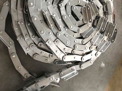 不锈钢弯板链条大滚珠传动输送滚子链条双节距滚子输送链图3