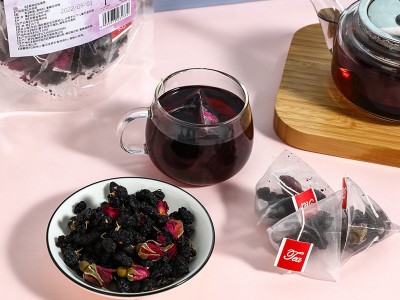 黑枸杞玫瑰桑葚茶80克批发三角包代用茶盒正品黑枸杞玫瑰桑葚茶图3