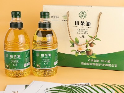 山茶初榨纯正茶籽油1L升两瓶装物理压榨一级食用油团购礼盒批发图2