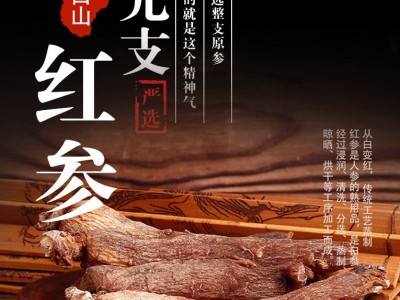 新感觉 光支红参东北吉林长白山整枝红参无须可切片打粉泡水 红参图4