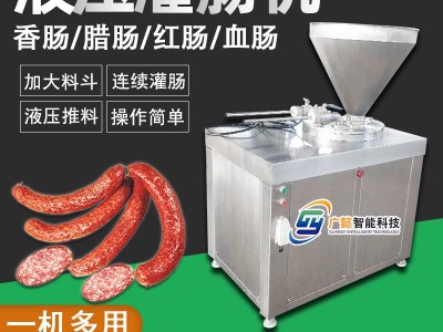 动物肠衣灌肠机器 全自动腊肠加工成套设备 蒜蓉肠液压双管灌肠机图3